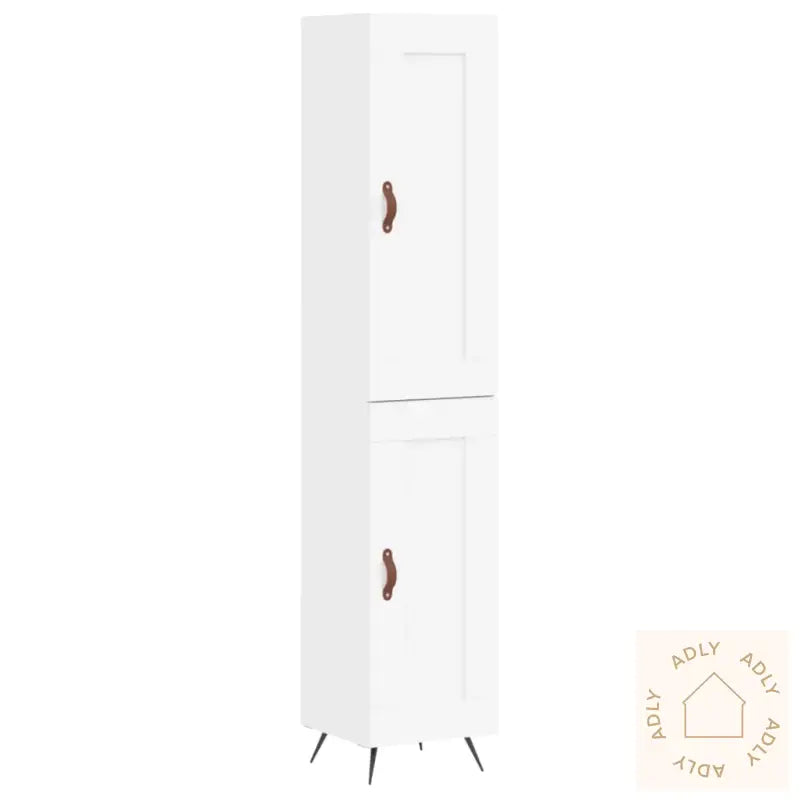 Highboard Hvit 34,5X34X180 Cm Konstruert Tre