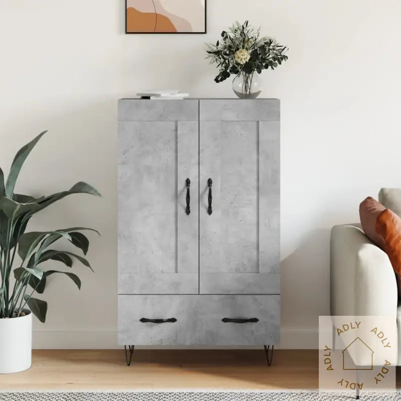 Highboard Betonggrå 69,5X31X115 Cm Konstruert Tre