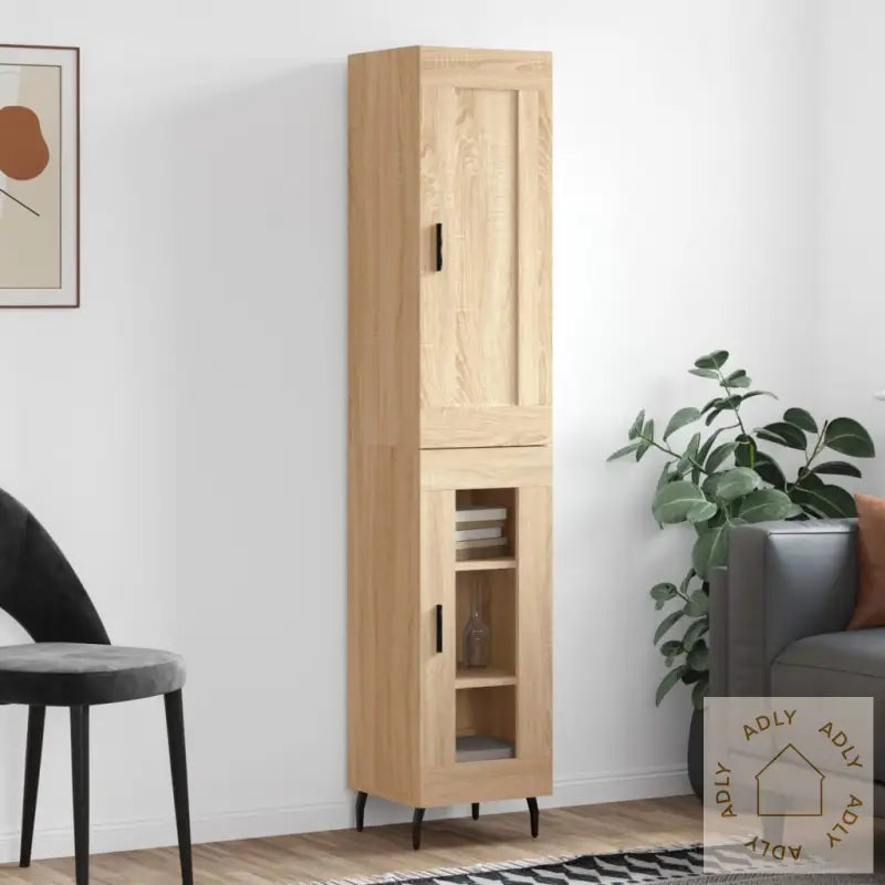 Highboard Sonoma Eik 34,5X34X180 Cm Konstruert Tre