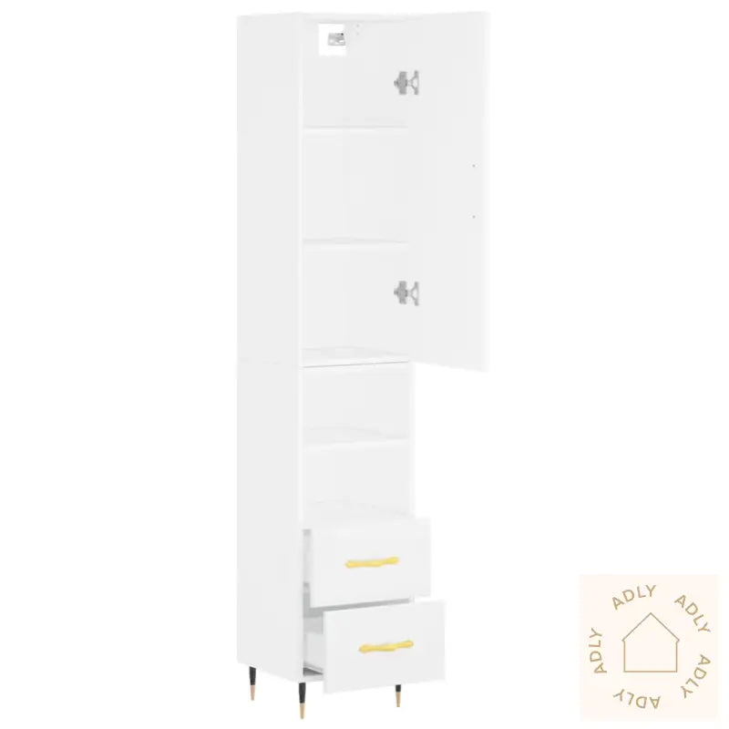 Highboard Hvit 34,5X34X180 Cm Konstruert Tre