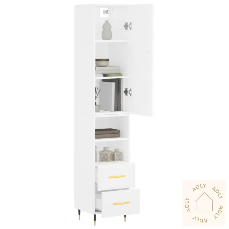Highboard Hvit 34,5X34X180 Cm Konstruert Tre