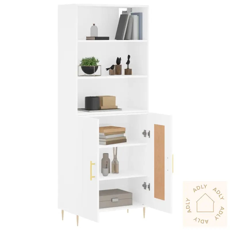 Highboard Hvit 69,5X34X180 Cm Konstruert Tre