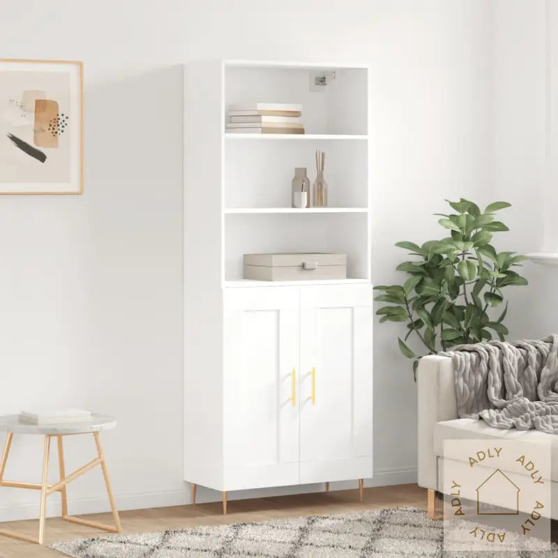 Highboard Hvit 69,5X34X180 Cm Konstruert Tre