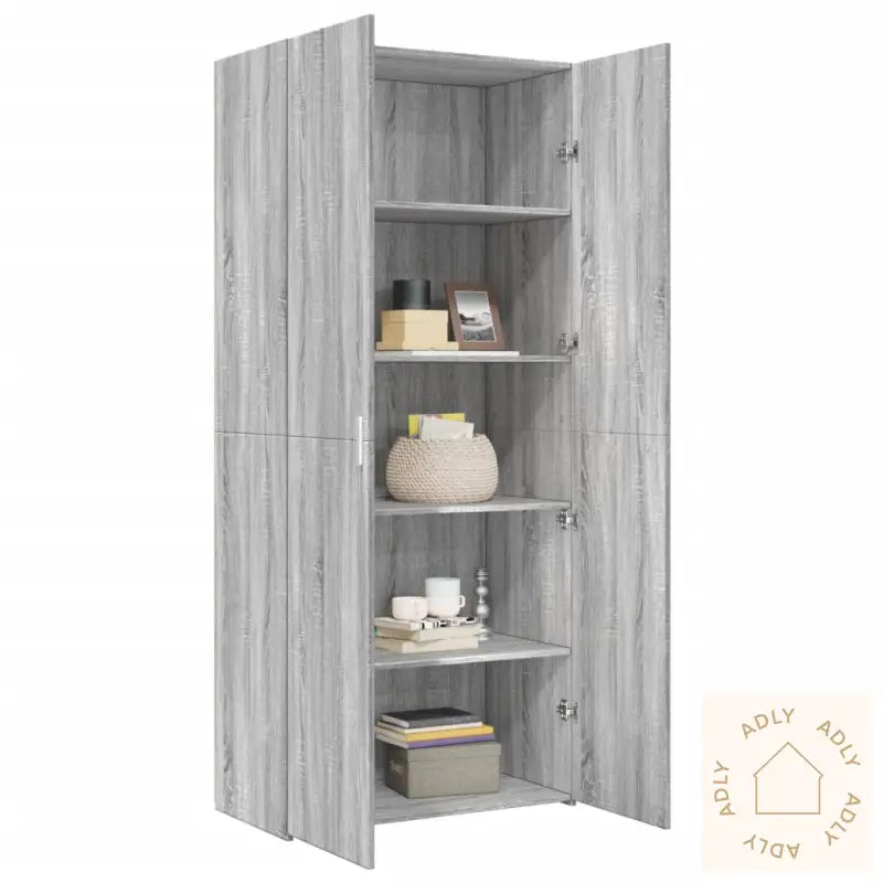 Highboard Grå Sonoma 80X42,5X185 Cm Konstruert Tre