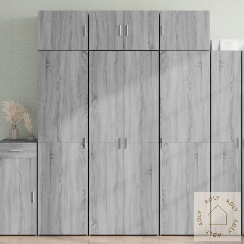 Highboard Grå Sonoma 70X42,5X185 Cm Konstruert Tre