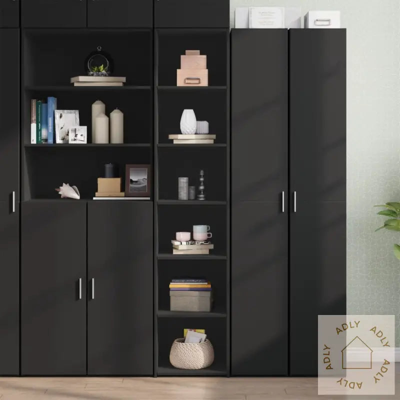 Highboard Svart 40X41X185 Cm Konstruert Tre