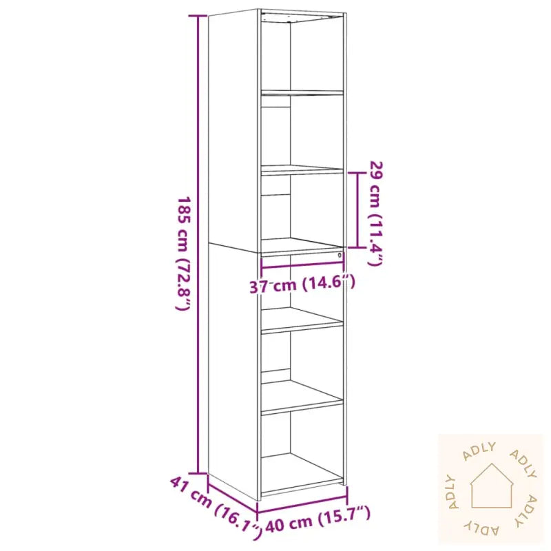 Highboard Hvit 40X41X185 Cm Konstruert Tre