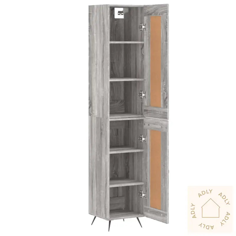 Highboard Grå Sonoma 34,5X34X180 Cm Konstruert Tre