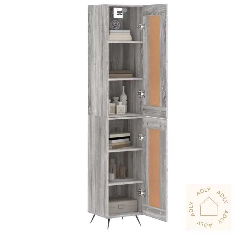 Highboard Grå Sonoma 34,5X34X180 Cm Konstruert Tre