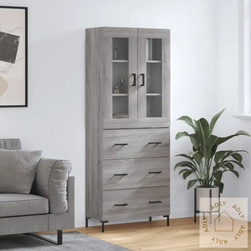 Highboard 69,5X34X180 Cm Konstruert Tre