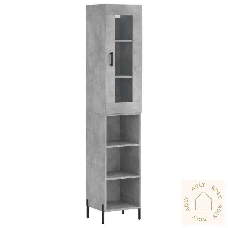 Highboard Betonggrå 34,5X34X180 Cm Konstruert Tre