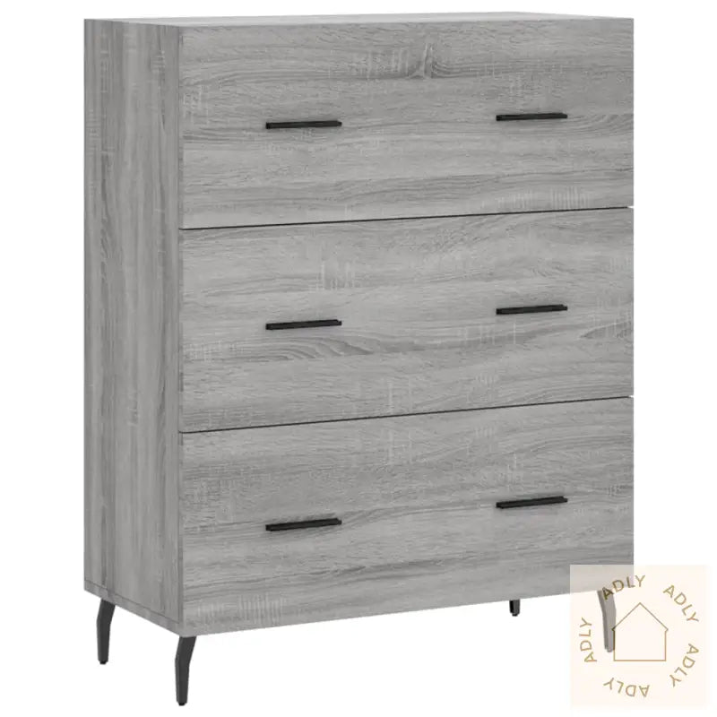 Highboard Grå Sonoma 69,5X34X180 Cm Konstruert Tre