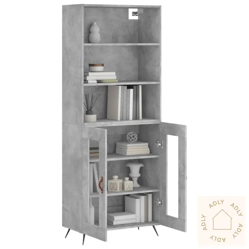 Highboard Betonggrå 69,5X34X180 Cm Konstruert Tre