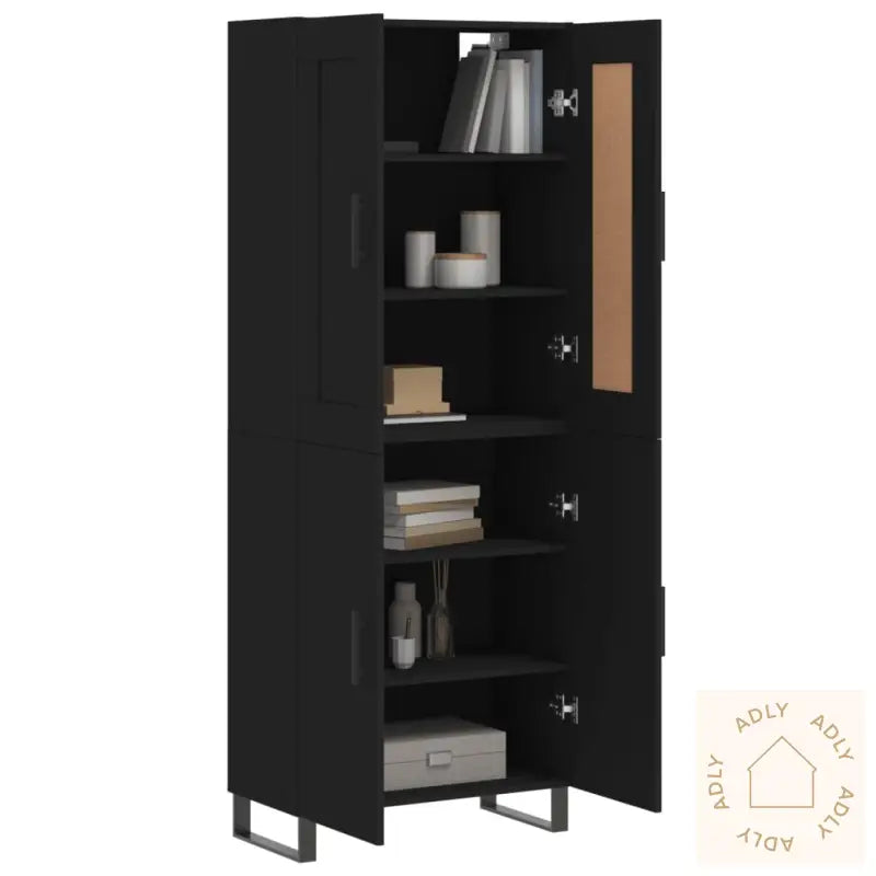 Highboard Svart 69,5X34X180 Cm Konstruert Tre
