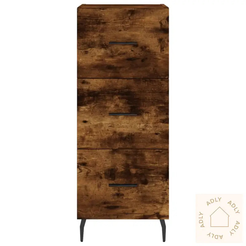 Highboard Røkt Eik 34,5X34X180 Cm Konstruert Tre