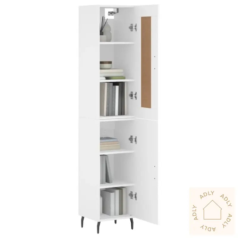 Highboard Hvit 34,5X34X180 Cm Konstruert Tre