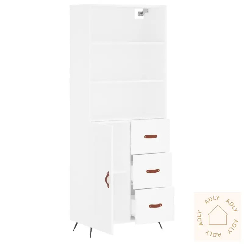 Highboard Hvit 69,5X34X180 Cm Konstruert Tre