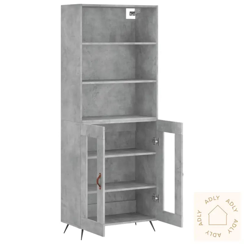 Highboard Betonggrå 69,5X34X180 Cm Konstruert Tre