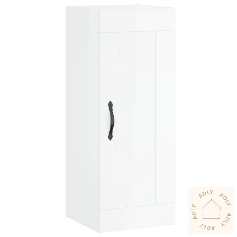 Highboard Høyglans Hvit 34,5X34X180 Cm Konstruert Tre