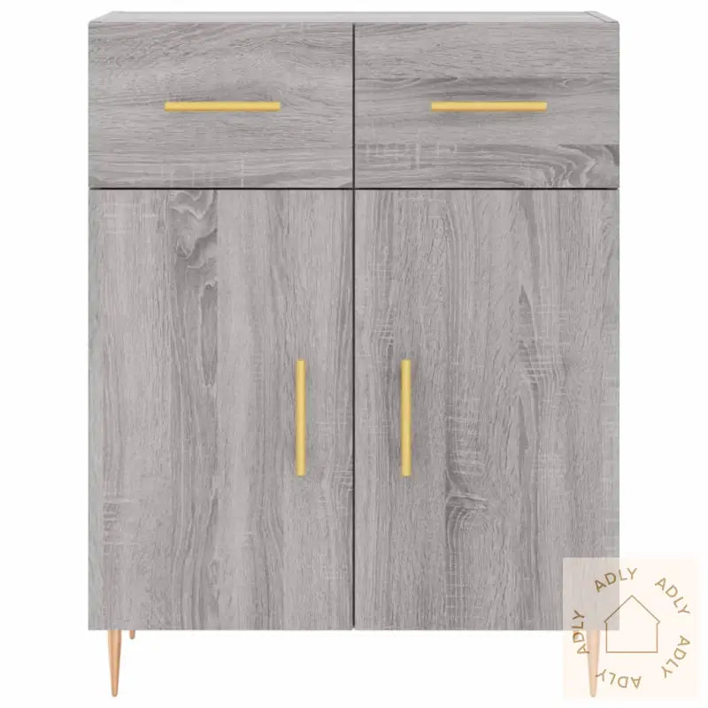 Highboard Grå Sonoma 69,5X34X180 Cm Konstruert Tre