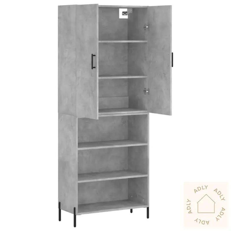 Highboard Betonggrå 69,5X34X180 Cm Konstruert Tre