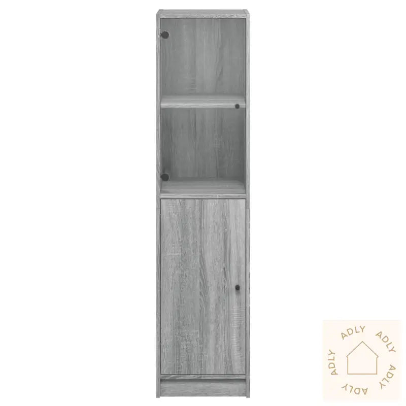 Highboard Med Glassdører Grå Sonoma 35X37X142 Cm