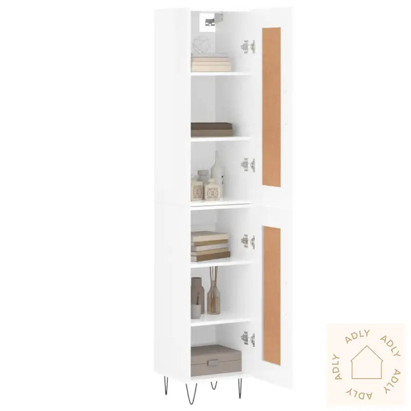 Highboard Høyglans Hvit 34,5X34X180 Cm Konstruert Tre