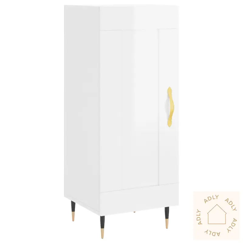 Highboard Høyglans Hvit 34,5X34X180 Cm Konstruert Tre