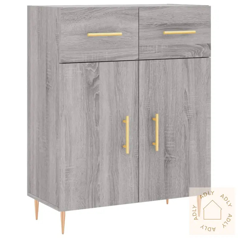 Highboard Grå Sonoma 69,5X34X180 Cm Konstruert Tre