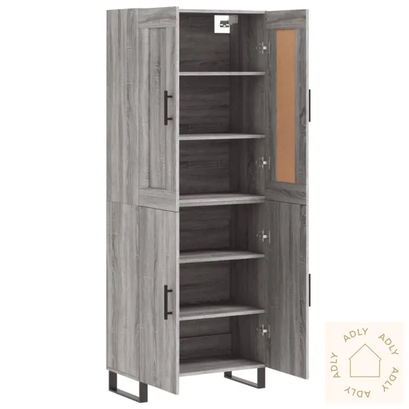 Highboard Grå Sonoma 69,5X34X180 Cm Konstruert Tre