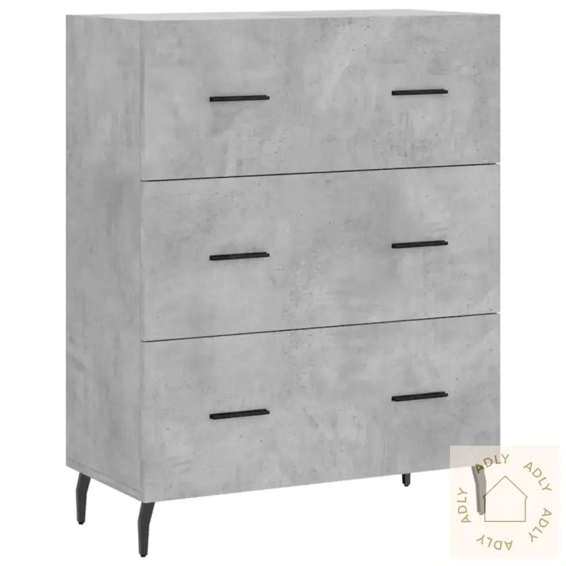 Highboard Betonggrå 69,5X34X180 Cm Konstruert Tre