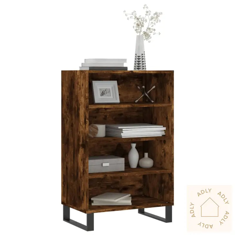 Highboard Røkt Eik 57X35X90 Cm Konstruert Tre