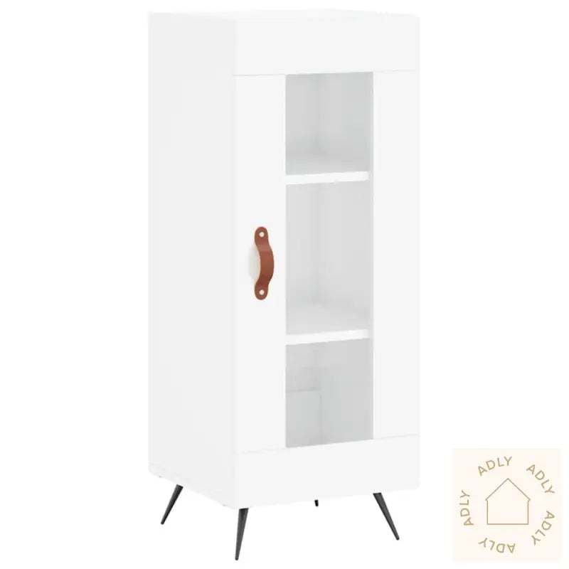 Highboard Høyglans Hvit 34,5X34X180 Cm Konstruert Tre