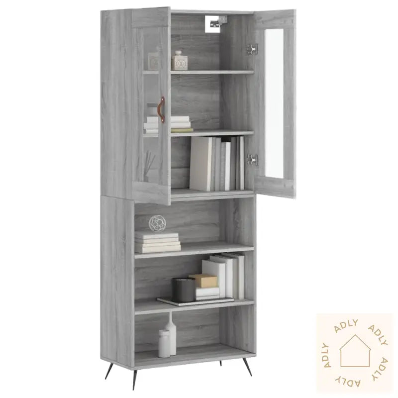 Highboard Grå Sonoma 69,5X34X180 Cm Konstruert Tre