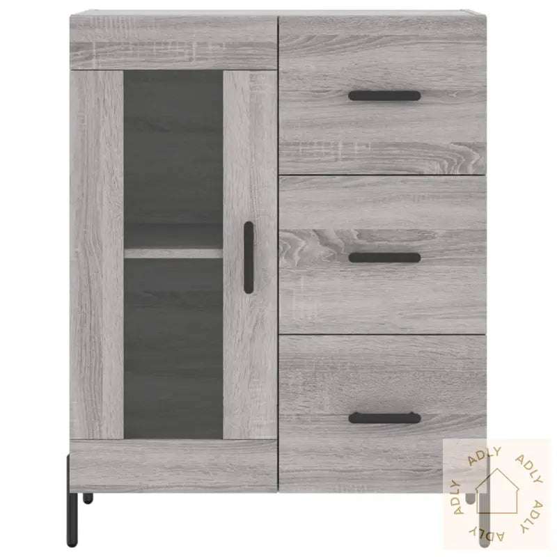 Highboard Grå Sonoma 69,5X34X180 Cm Konstruert Tre