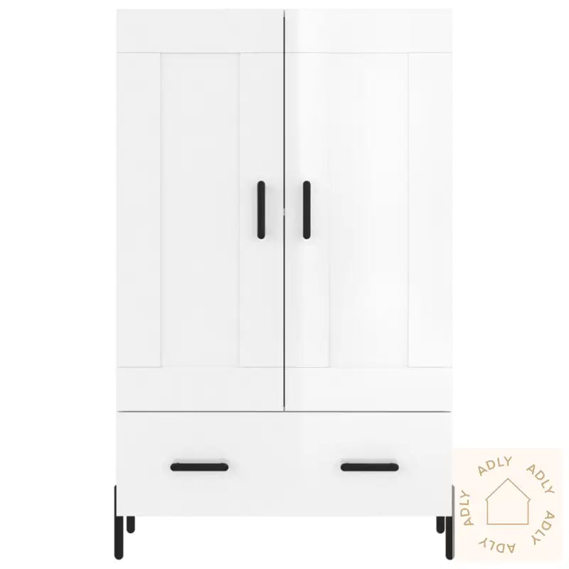 Highboard Høyglans Hvit 69,5X31X115 Cm Konstruert Tre