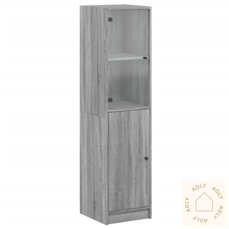 Highboard Med Glassdører Grå Sonoma 35X37X142 Cm