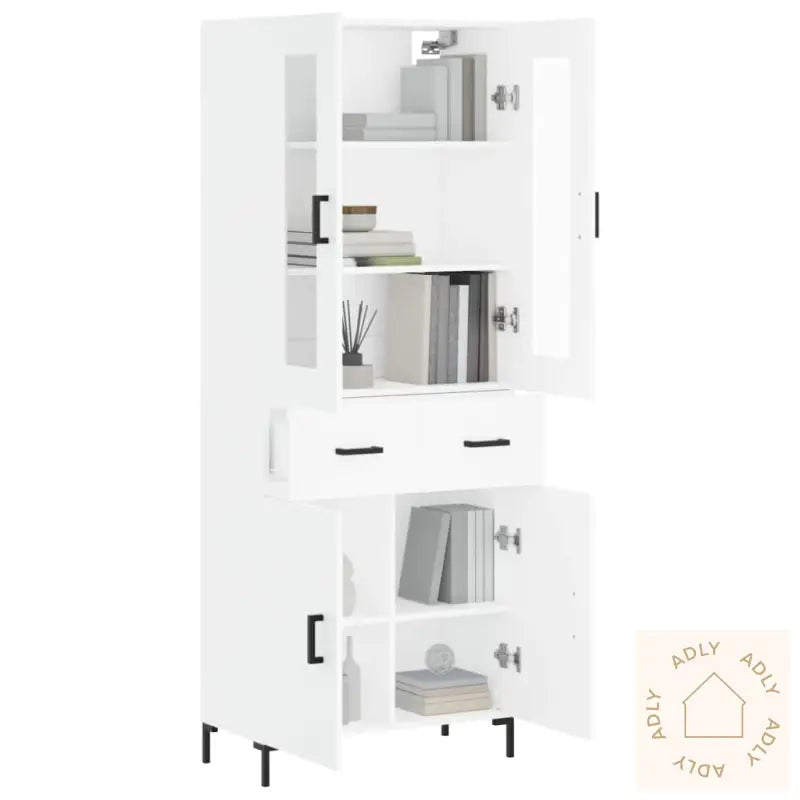 Highboard Hvit 69,5X34X180 Cm Konstruert Tre