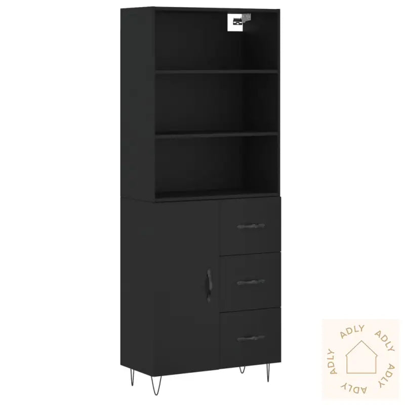 Highboard Svart 69,5X34X180 Cm Konstruert Tre
