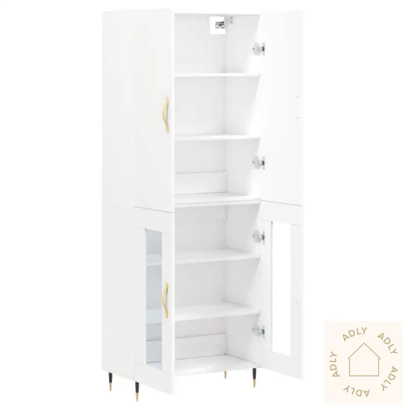 Highboard Hvit 69,5X34X180 Cm Konstruert Tre
