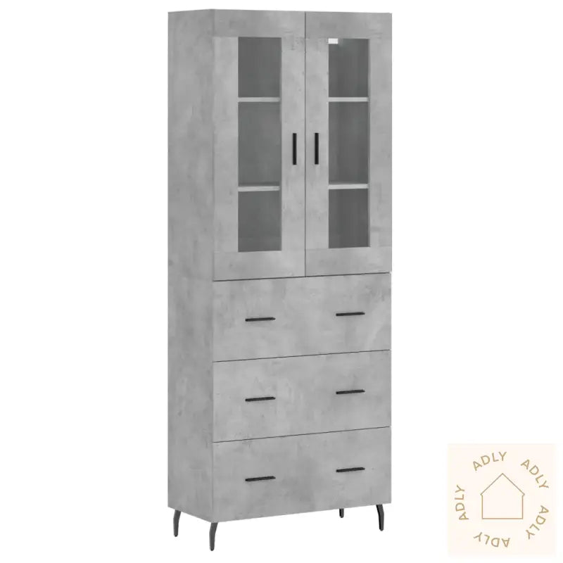 Highboard Betonggrå 69,5X34X180 Cm Konstruert Tre