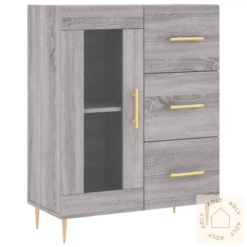 Highboard Grå Sonoma 69,5X34X180 Cm Konstruert Tre