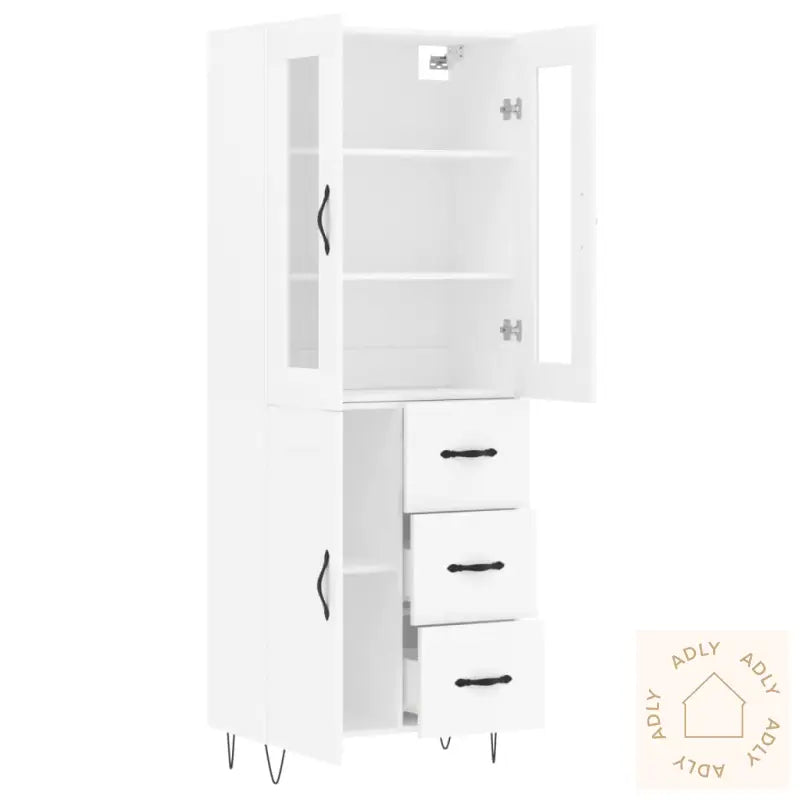 Highboard Hvit 69,5X34X180 Cm Konstruert Tre