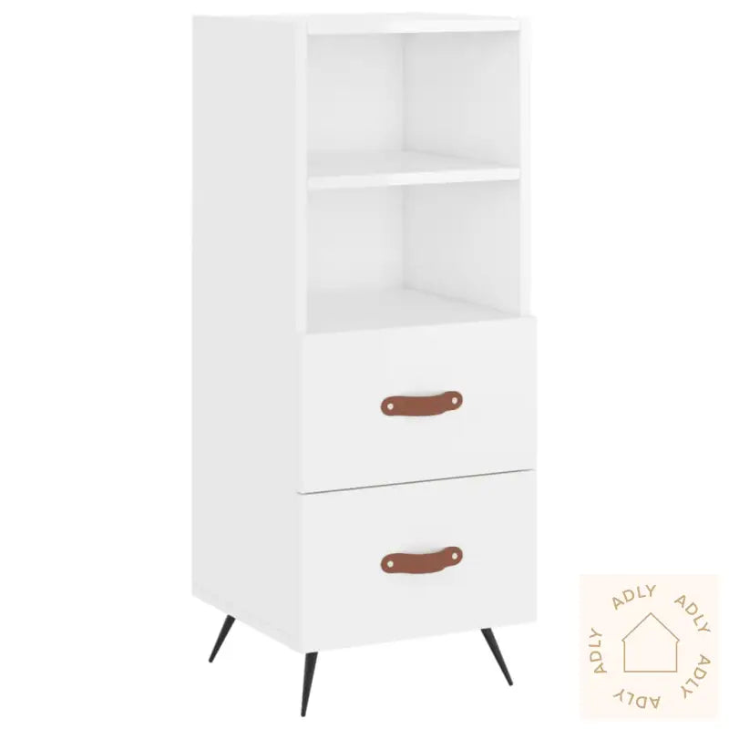 Highboard Høyglans Hvit 34,5X34X180 Cm Konstruert Tre