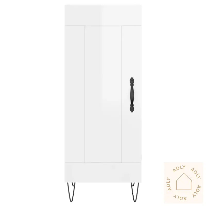 Highboard Høyglans Hvit 34,5X34X180 Cm Konstruert Tre