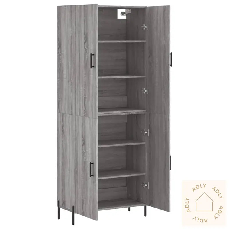 Highboard Grå Sonoma 69,5X34X180 Cm Konstruert Tre