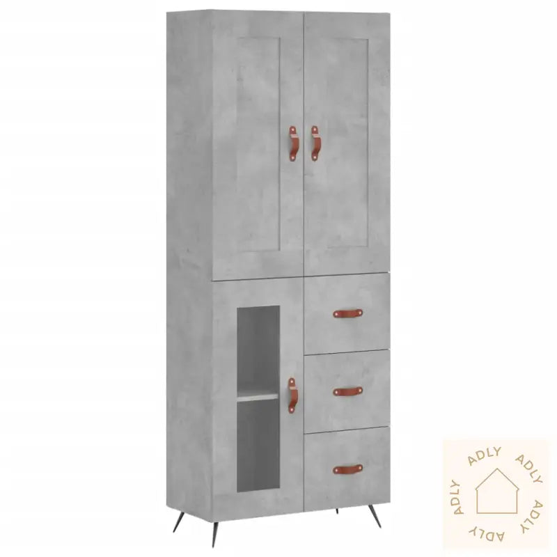 Highboard Betonggrå 69,5X34X180 Cm Konstruert Tre