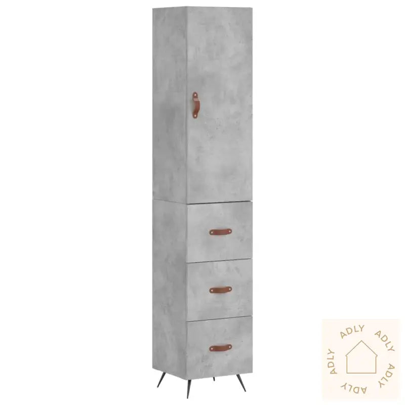 Highboard Betonggrå 34,5X34X180 Cm Konstruert Tre