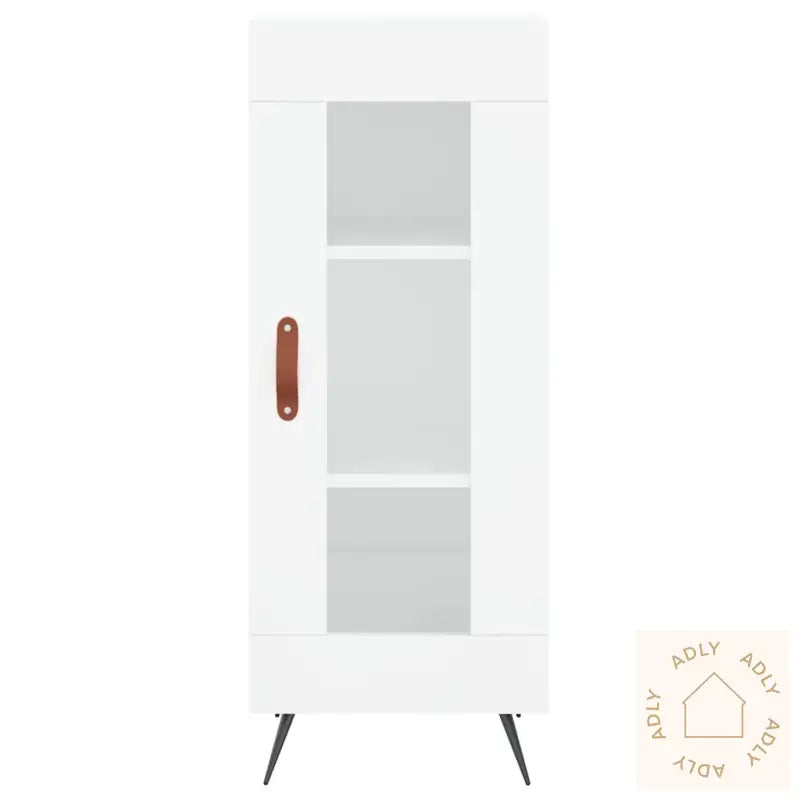 Highboard Høyglans Hvit 34,5X34X180 Cm Konstruert Tre