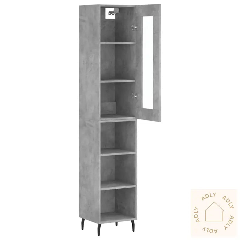 Highboard Betonggrå 34,5X34X180 Cm Konstruert Tre